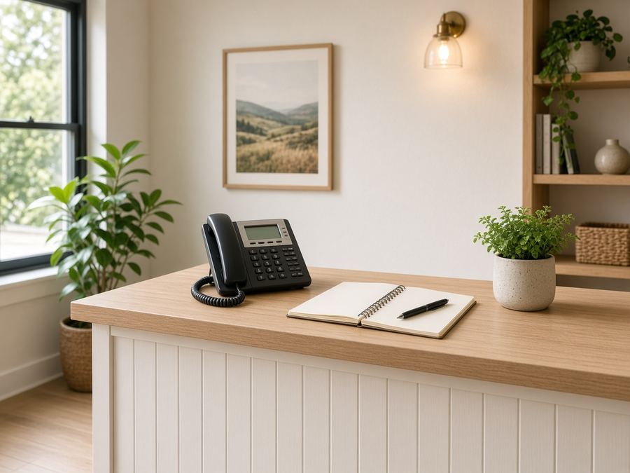 Contact desk at Solarmeadow House in Vancouver