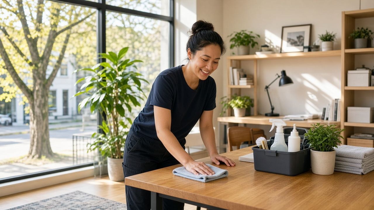 Residential / office cleaning workspace at Solarmeadow House